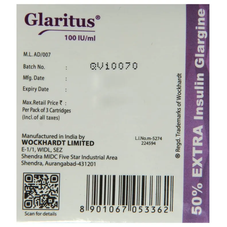 Glaritus Injection Buy Glaritus 100Iu/ml Injection 3 x 3 ml online | Uses, Side Effects ...