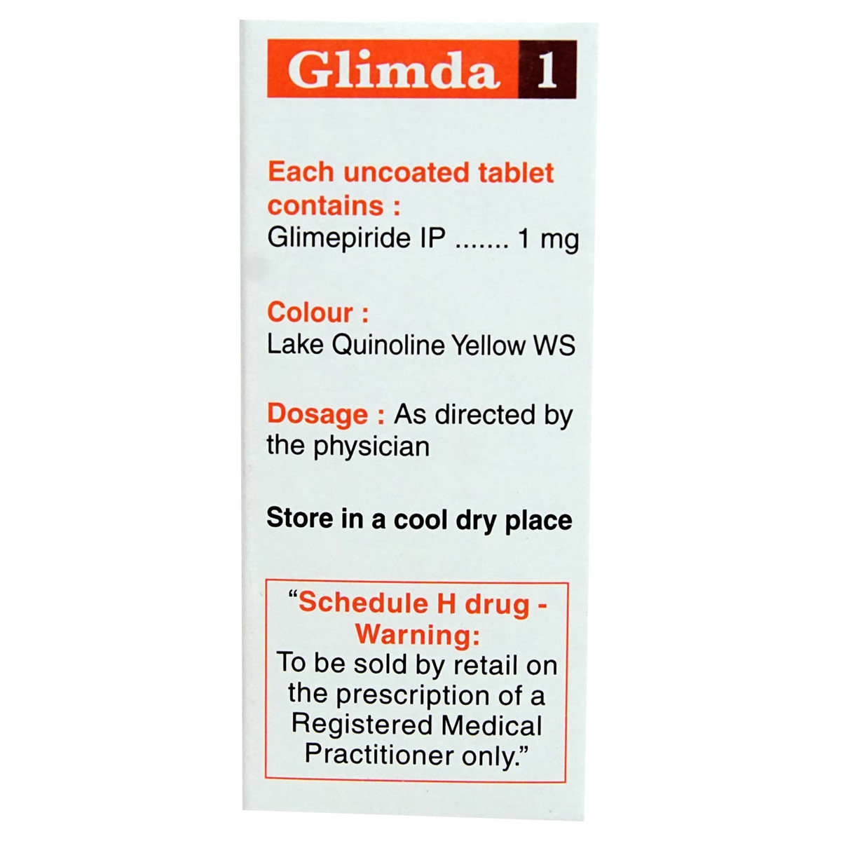 Glimda 1 mg Tablet 10's, Pack of 10 TABLETS Glimda 1 mg Tablet 10's, Pack of 10 TABLETS