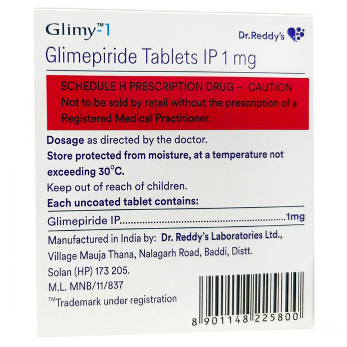 Glimy-1 Tablet 15's, Pack of 15 TABLETS Glimy-1 Tablet 15's, Pack of 15 TABLETS