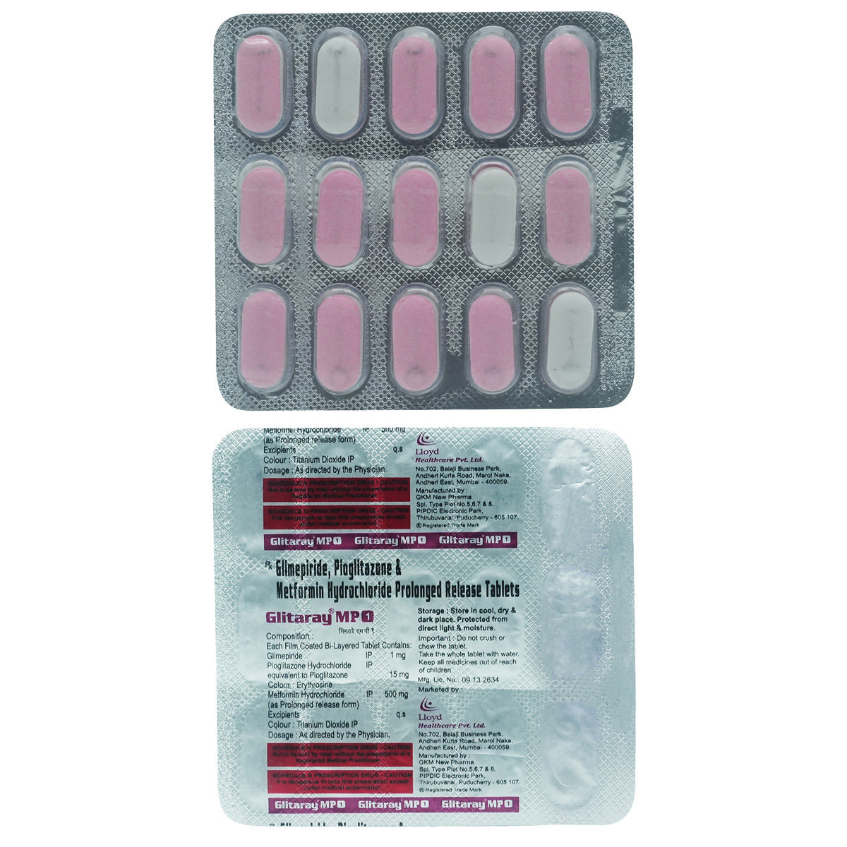 Glitaray MP 1 Tablet 15's, Pack of 15 TABLETS Glitaray MP 1 Tablet 15's, Pack of 15 TABLETS