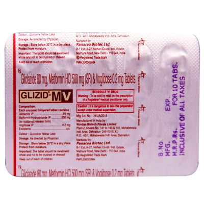 Glizid-MV Tablet 10's, Pack of 10 TABLETS