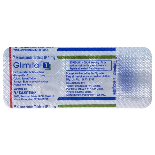 Glimital 1 mg Tablet 10's