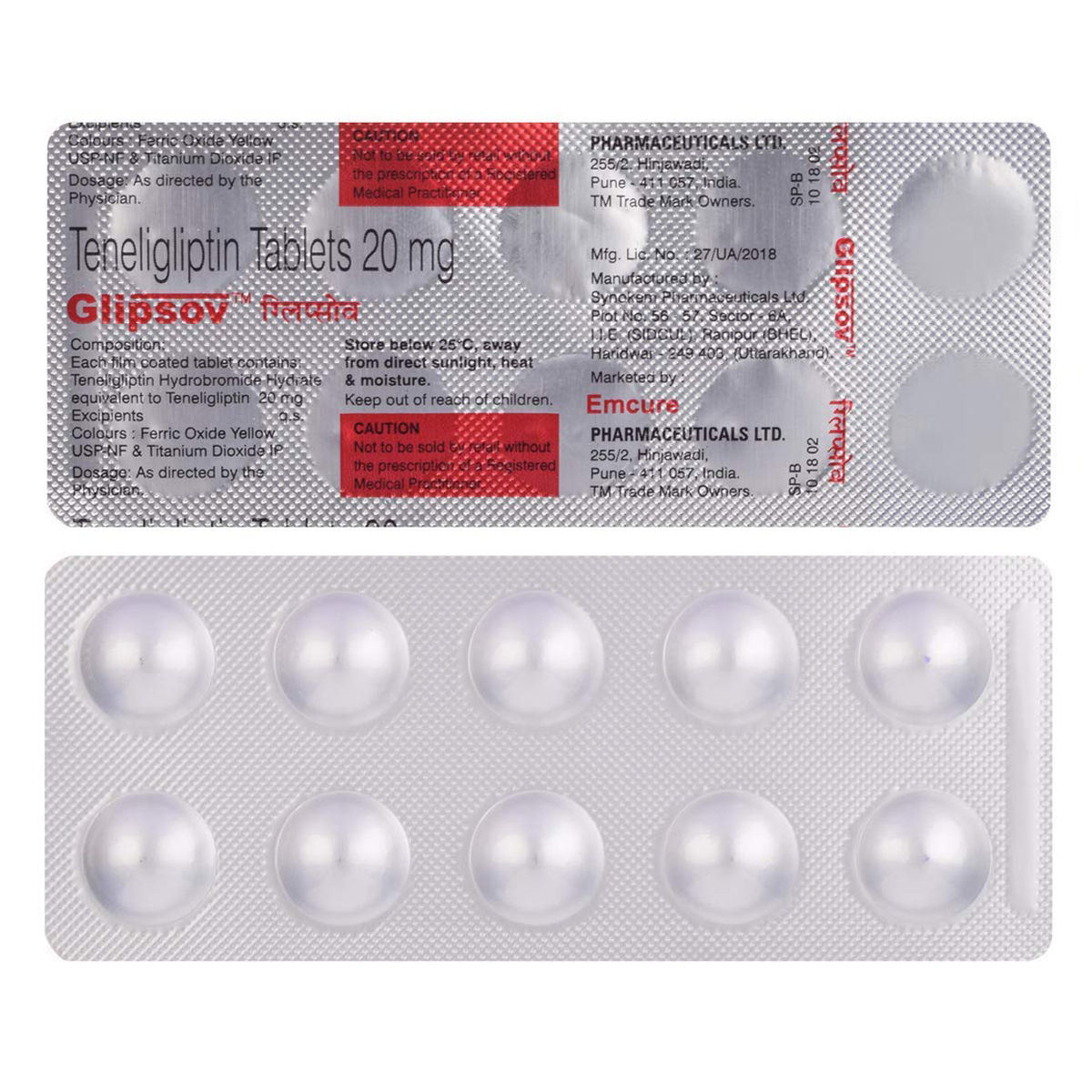 GLIPSOV 20MG TABLET 10'S , Pack of 10 TABLETS