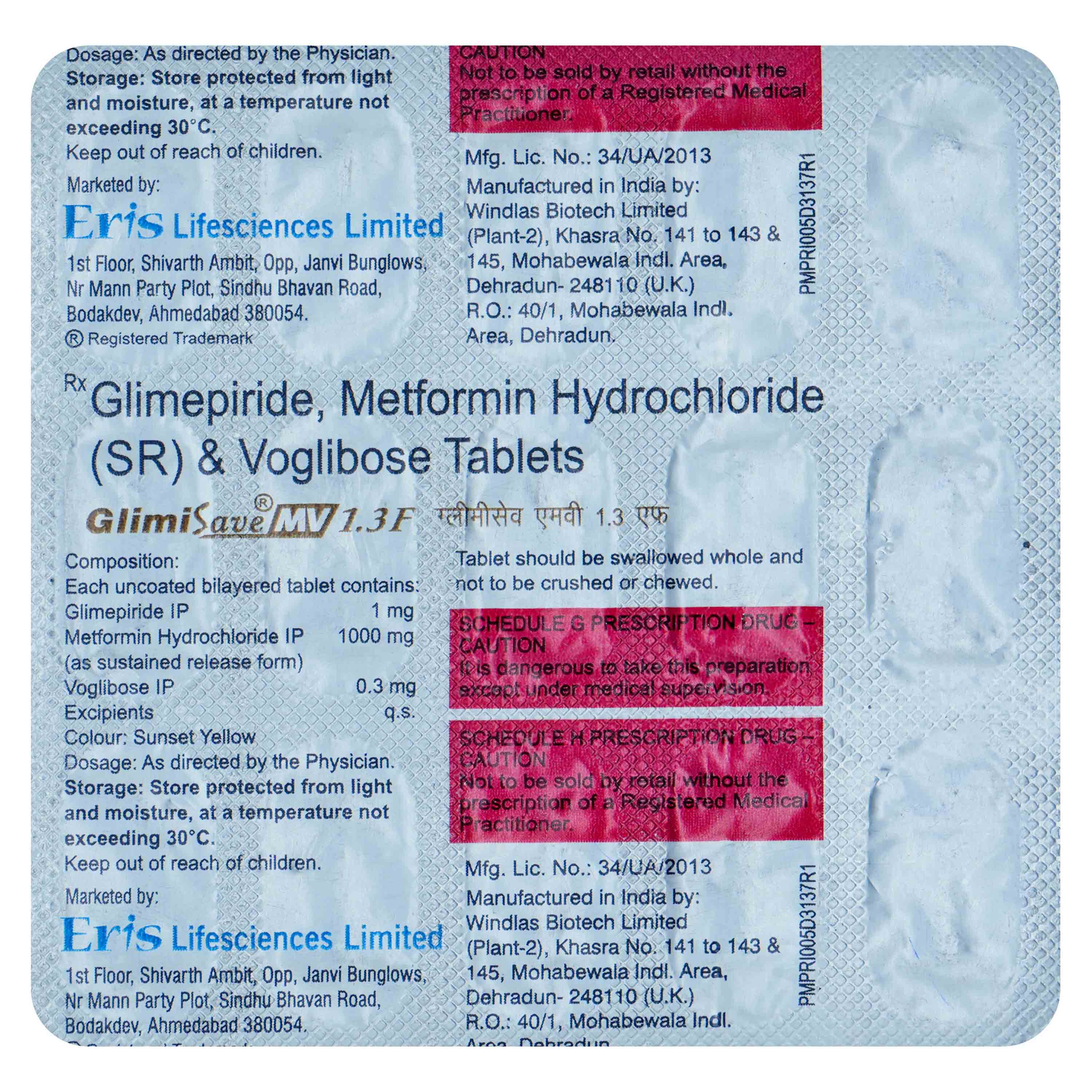Glimisave MV 1.3F Tablet 15's, Pack of 15 TABLETS Glimisave MV 1.3F Tablet 15's, Pack of 15 TABLETS