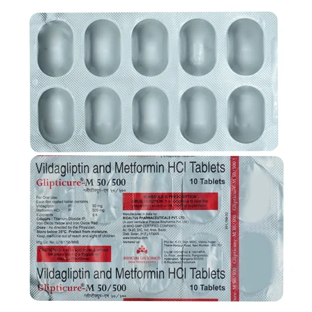 Glipticure-M 50 mg/500 mg Tablet 10's