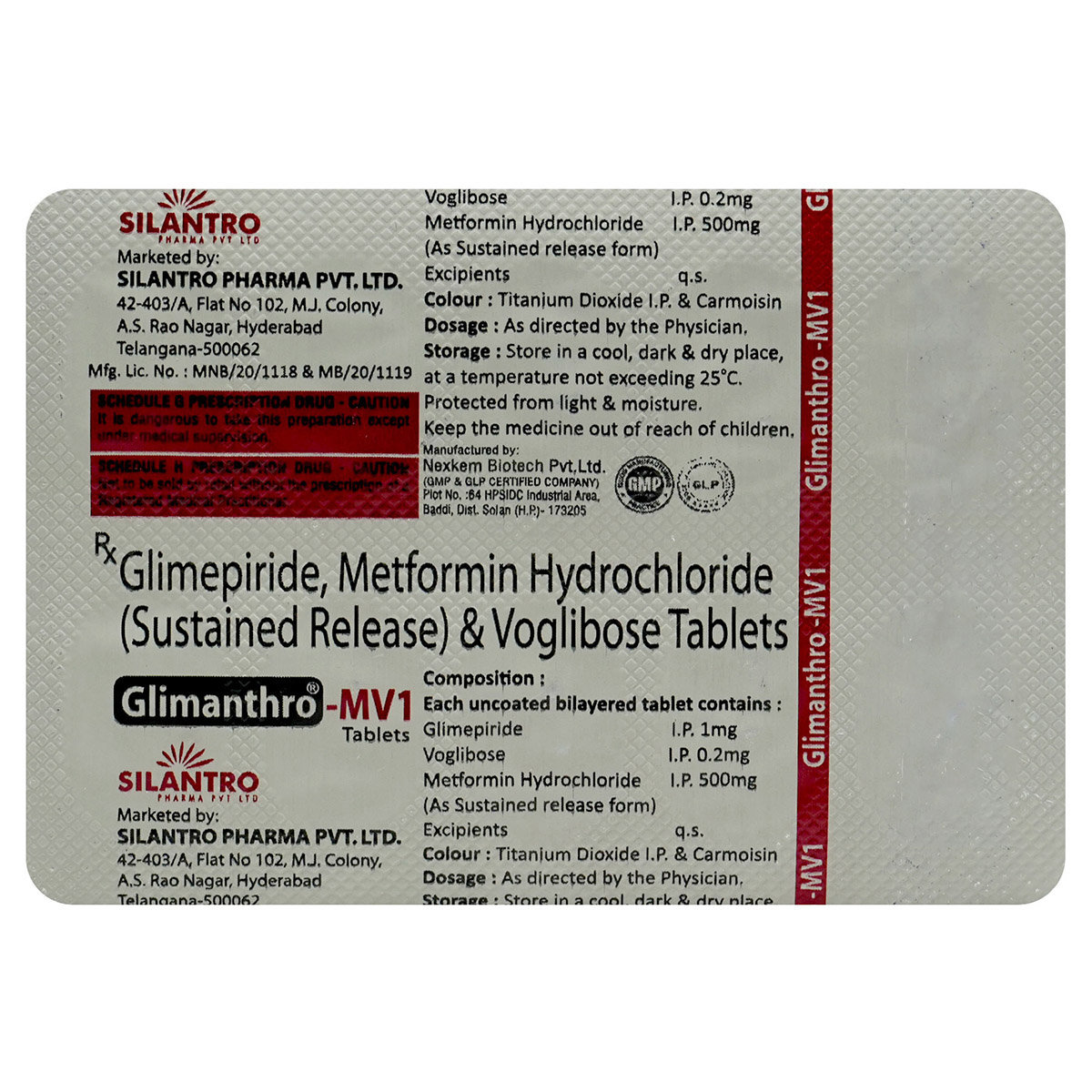 Glimanthro MV1 Tablet 10's, Pack of 10 TABLETS Glimanthro MV1 Tablet 10's, Pack of 10 TABLETS