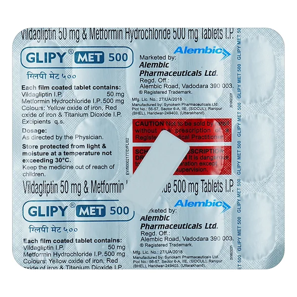 Glipy Met 500 mg/50 mg Tablet 15's