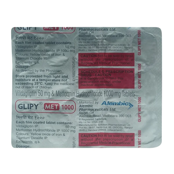 Glipy Met 1000 mg/50 mg Tablet 15's