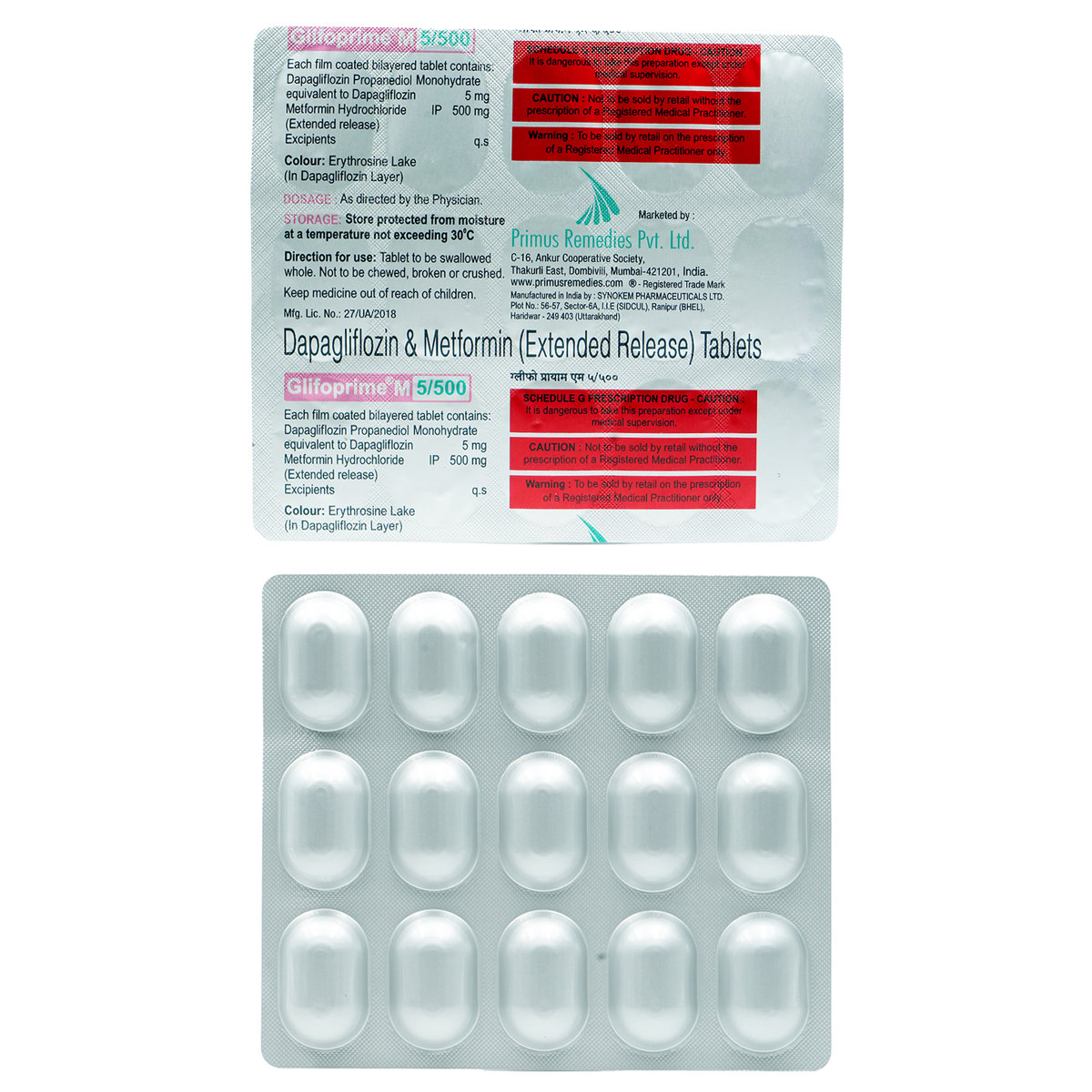 Glifoprime M 5/500 Tablet 15's, Pack of 15 TabletS Glifoprime M 5/500 Tablet 15's, Pack of 15 TabletS