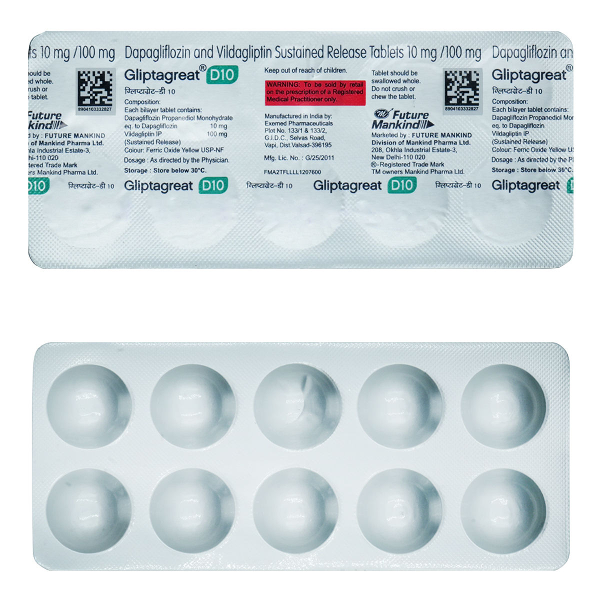 Buy Gliptagreat D10 Tablet 10's Online