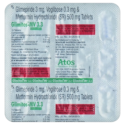 Glimitos-MV 3.3 Tablet 15's, Pack of 15 TABLETS