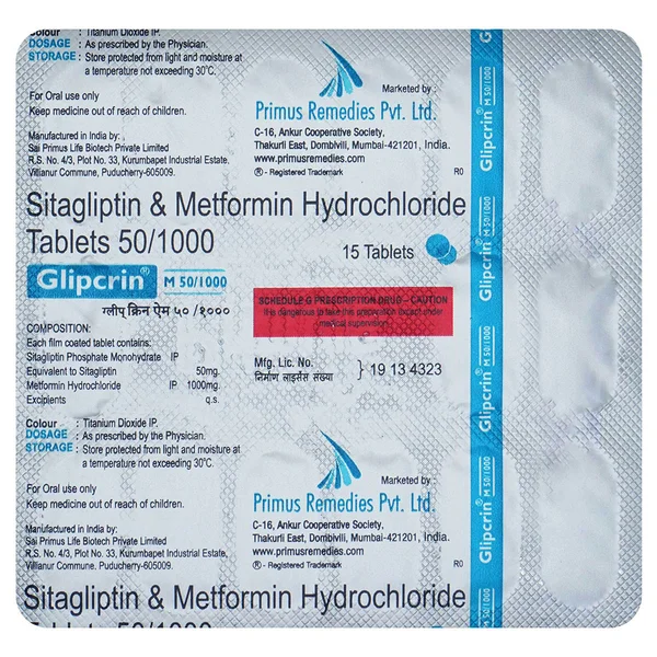 Glipcrin M 50/1000 Tablet 15's