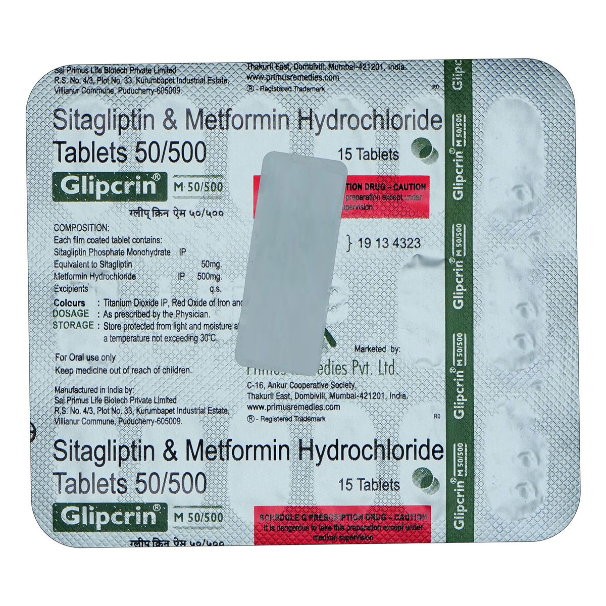 Glipcrin M 50/500 Tablet | Uses, Side Effects, Price | Apollo Pharmacy