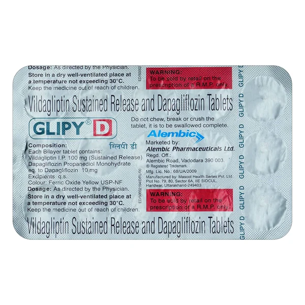 Glipy D 100/10 Tablet 15's, Pack of 15