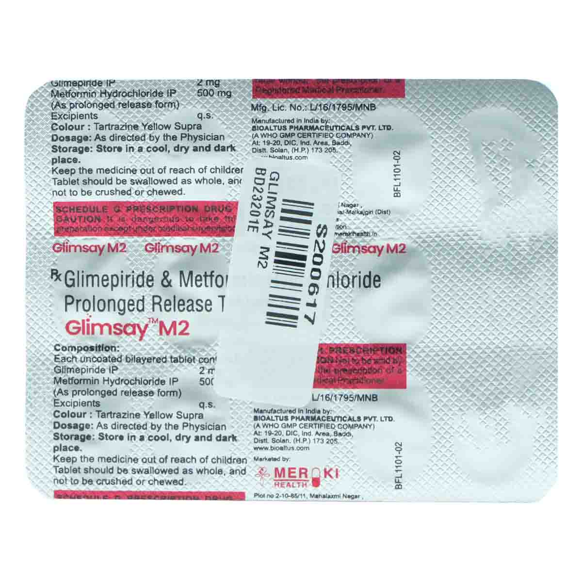 Glimsay M2 Tablet 15's, Pack of 15 TABLETS Glimsay M2 Tablet 15's, Pack of 15 TABLETS