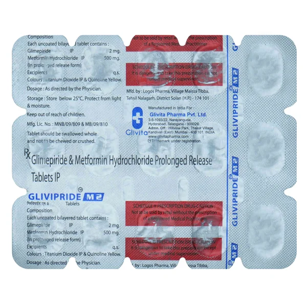 Glivipride M2 Tablet 15's, Pack of 15 TABLETS