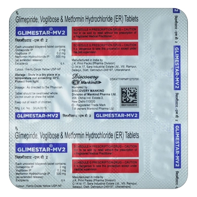 Glimestar-MV2 Tablet 15's, Pack of 15 TABLETS