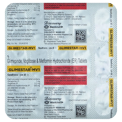 Glimestar-MV1 Tablet 15's, Pack of 15 TABLETS