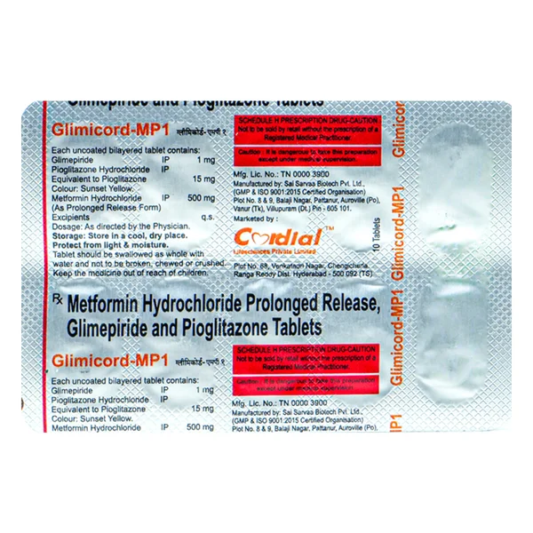 Glimicord-MP1 Tablet 10's, Pack of 10 TabletS