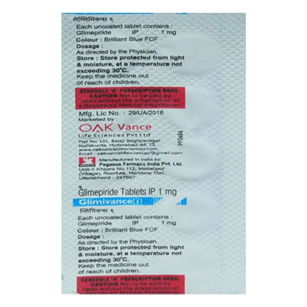 Glimivance 1 Tablet 10's, Pack of 10 TabletS