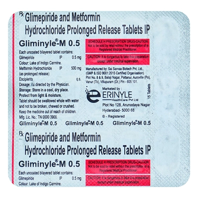 Gliminyle-M 0.5 Tablet 15's, Pack of 15 TabletS