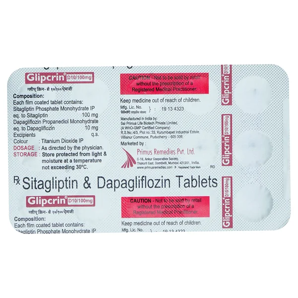 Glipcrin D 10 mg/100 mg Tablet 15's