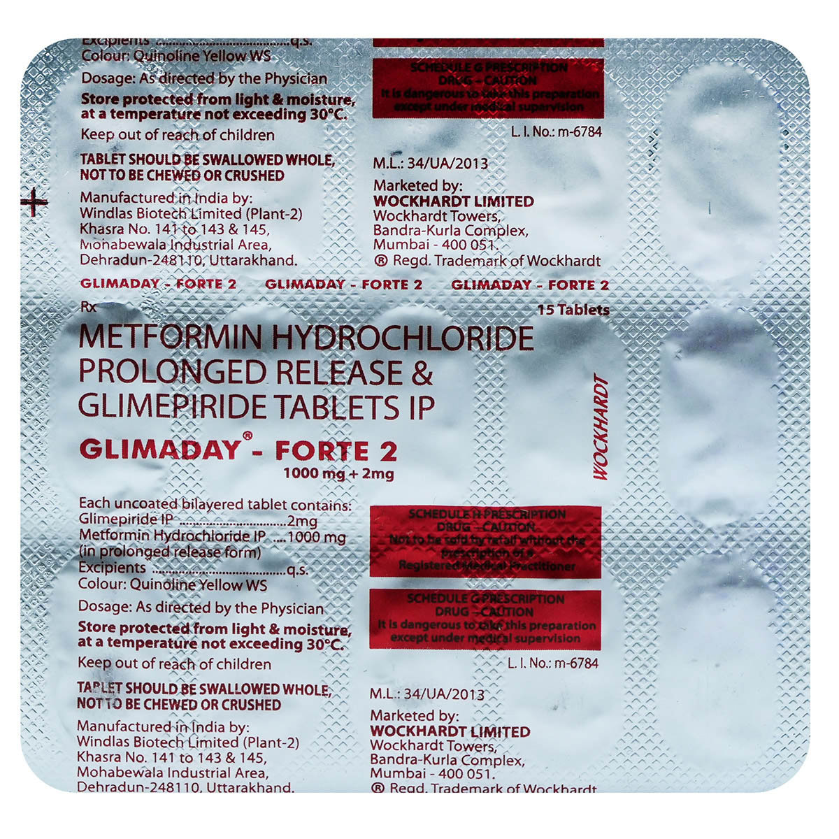 Glimaday-Forte 2 Tablet 15's, Pack of 15 TABLETS Glimaday-Forte 2 Tablet 15's, Pack of 15 TABLETS