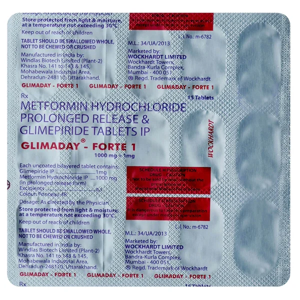 Glimaday-Forte 1 Tablet 15's