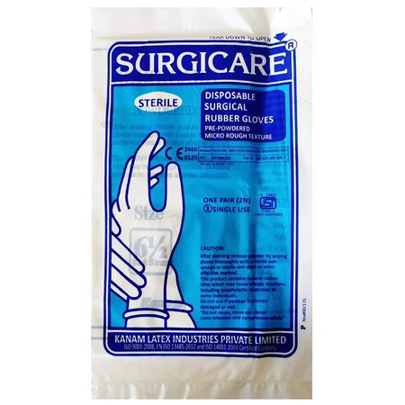 Surgicare Disposable Non-Sterile Surgical Rubber Gloves (6.5), 1 Count
