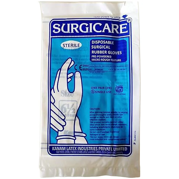 Surgicare Gloves Powder Less 6.5, 1 Count, Pack of 1