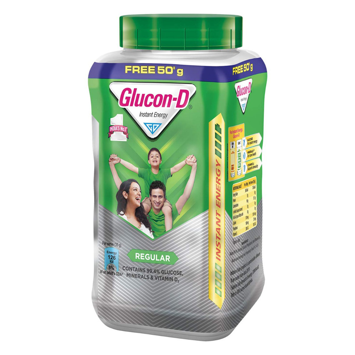 Glucon-D Regular Instant Energy Drink Powder, 450 gm + 50 gm Jar, Pack of 1 Glucon-D Regular Instant Energy Drink Powder, 450 gm + 50 gm Jar, Pack of 1