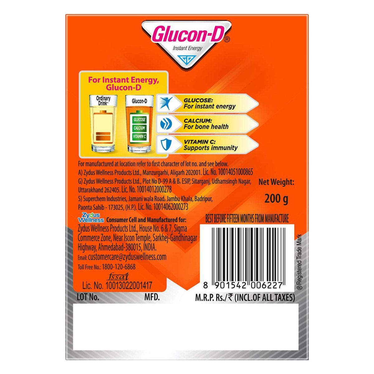 Glucon-D Instant Energy Drink Tangy Orange Flavour Powder, 200 gm Refill Pack, Pack of 1 Glucon-D Instant Energy Drink Tangy Orange Flavour Powder, 200 gm Refill Pack, Pack of 1