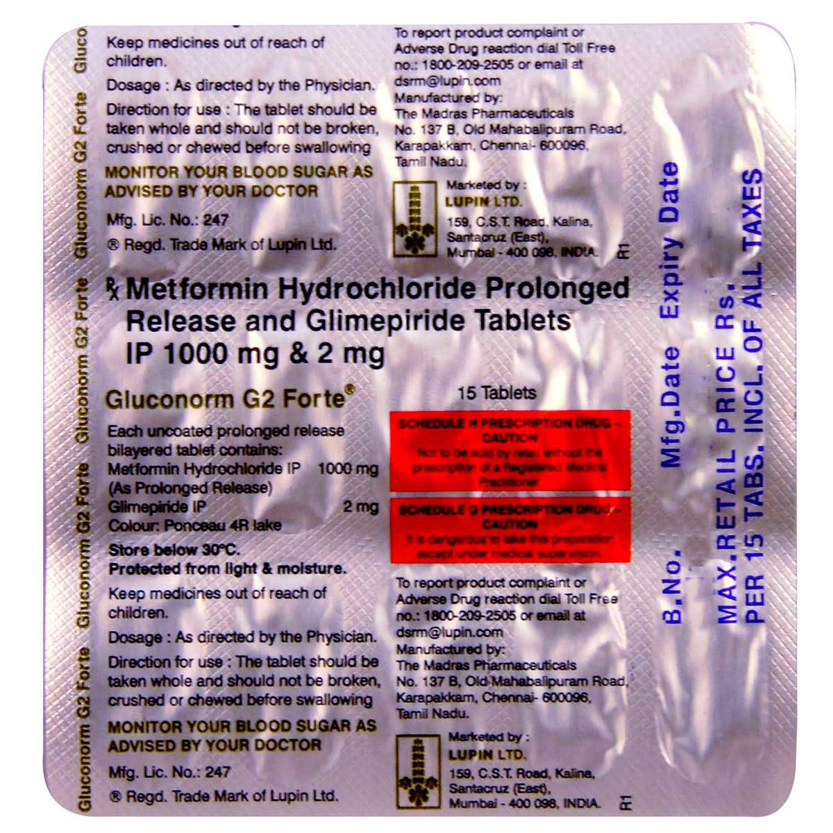 Gluconorm G2 Forte Tablet 15's, Pack of 15 TABLETS Gluconorm G2 Forte Tablet 15's, Pack of 15 TABLETS