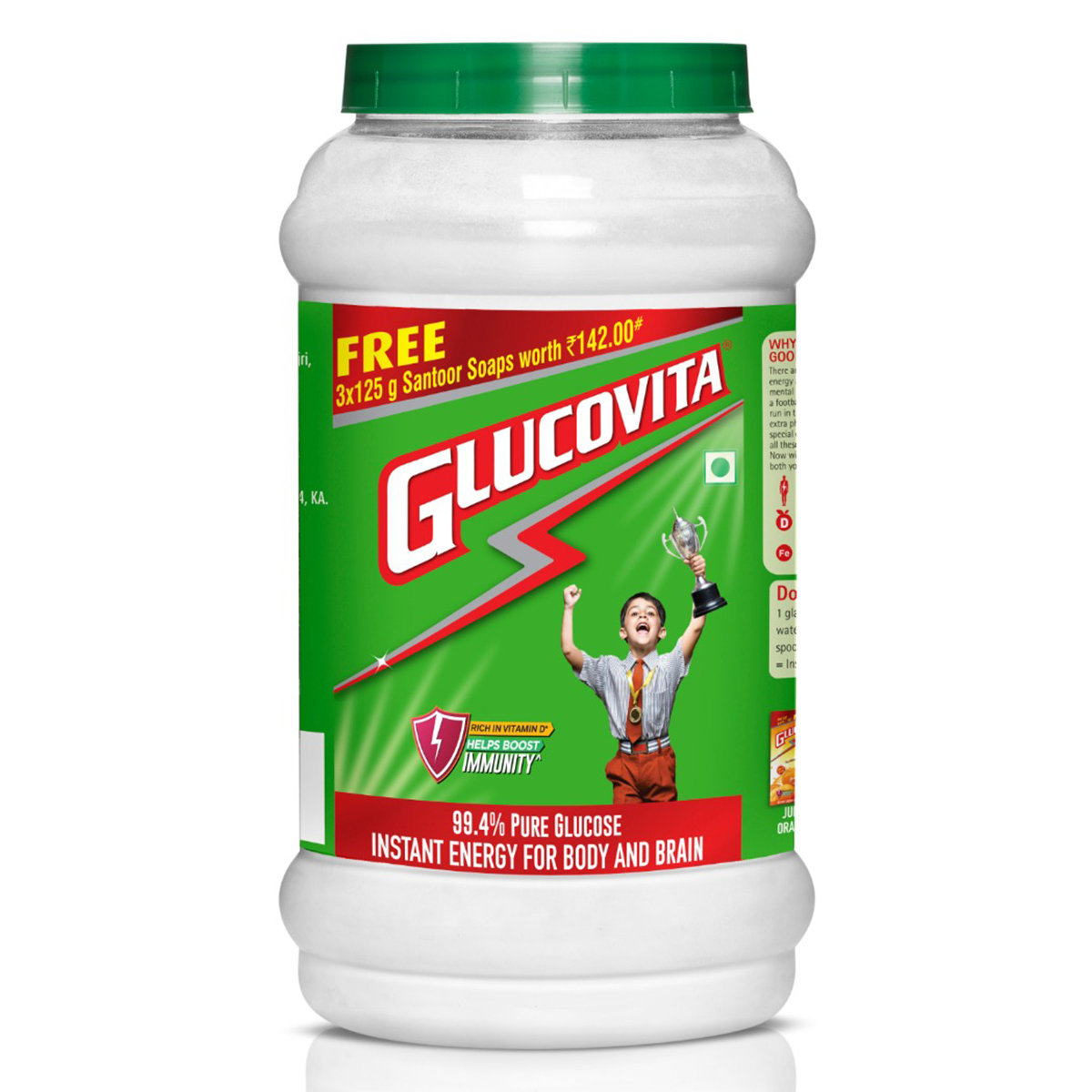 Glucovita Powder, 1 kg (Free Santoor Soaps 3 x 125 gm), Pack of 1 Glucovita Powder, 1 kg (Free Santoor Soaps 3 x 125 gm), Pack of 1