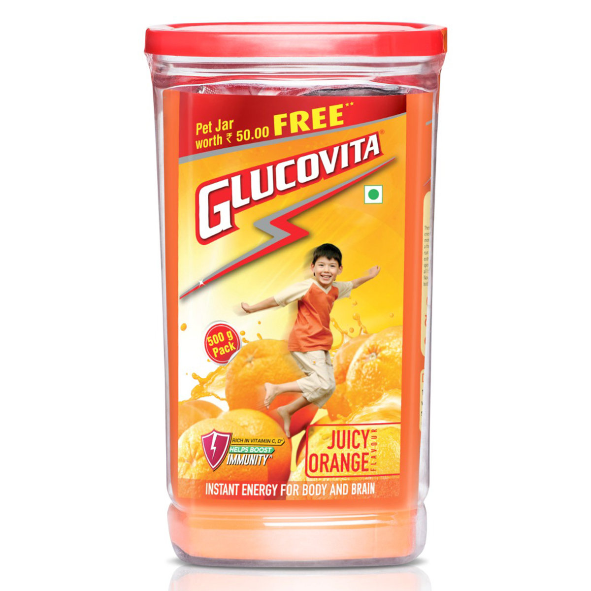 Glucovita Juicy Orange Flavour Powder, 500 gm (Free Pet Jar), Pack of 1 Glucovita Juicy Orange Flavour Powder, 500 gm (Free Pet Jar), Pack of 1