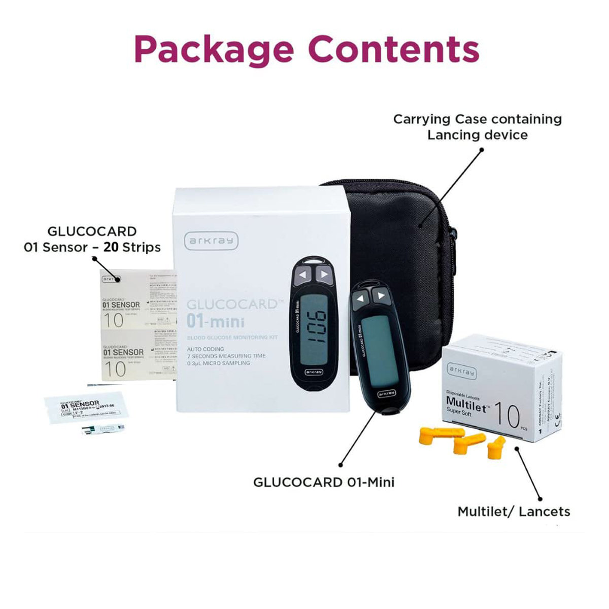 Glucocard 01 Mini Glucose Monitor Kit (Arkray), Pack of 1 Glucocard 01 Mini Glucose Monitor Kit (Arkray), Pack of 1