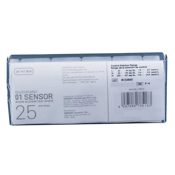 Arkray Glucocard 01 Sensor Blood Glucose Test Strip 25's, Pack of 1