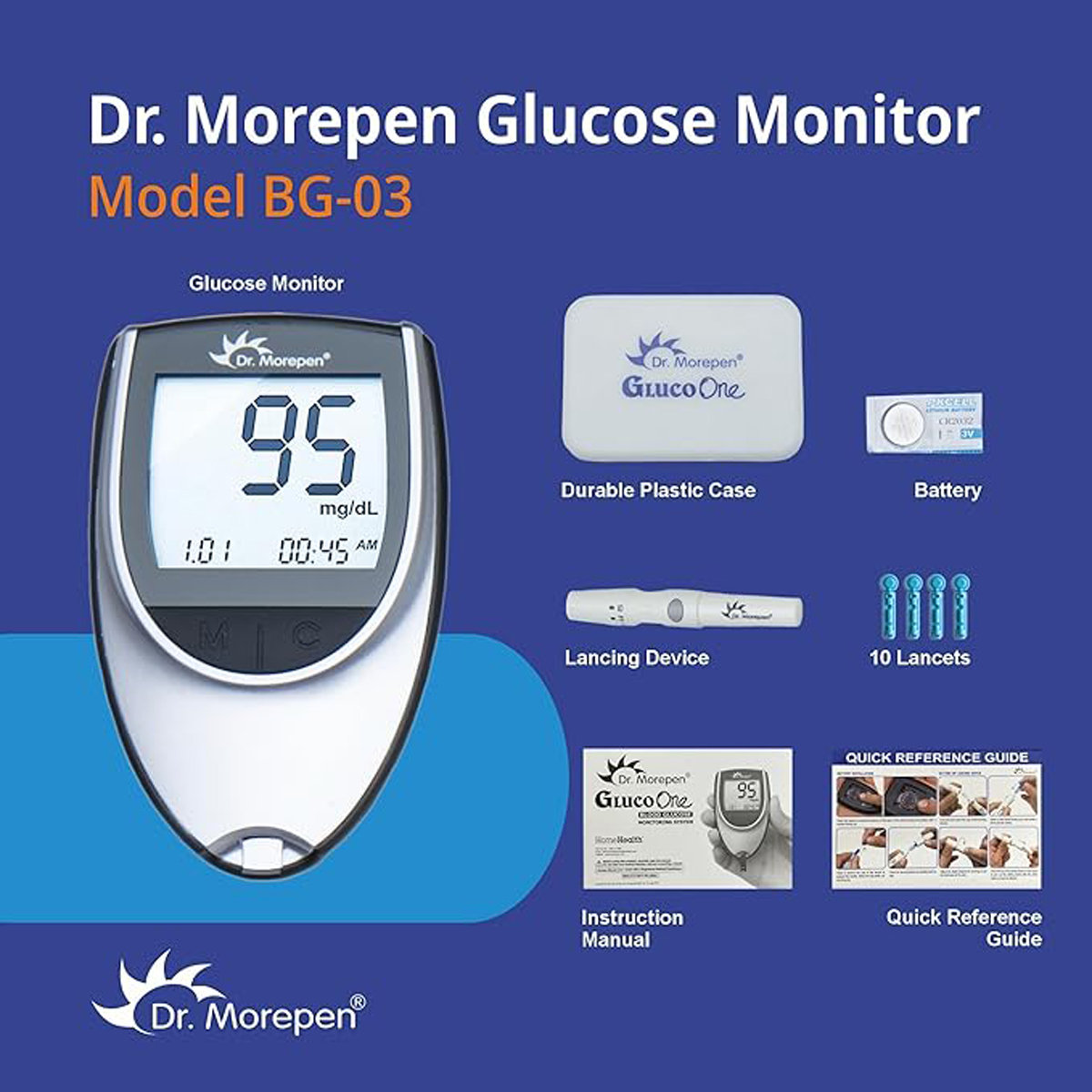 Dr. Morepen Gluco One Blood Glucose Monitoring System BG-03, 1 Count, Pack of 1 Dr. Morepen Gluco One Blood Glucose Monitoring System BG-03, 1 Count, Pack of 1