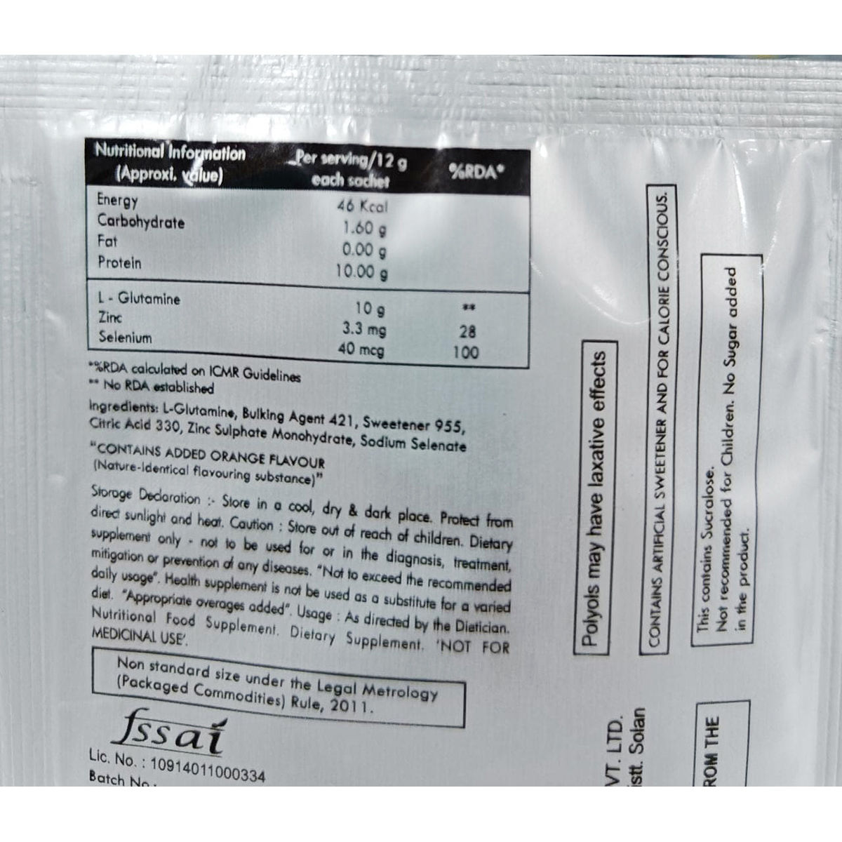 Glutarise Suger Free Orange Sachet 12 gm Price, Uses, Side Effects