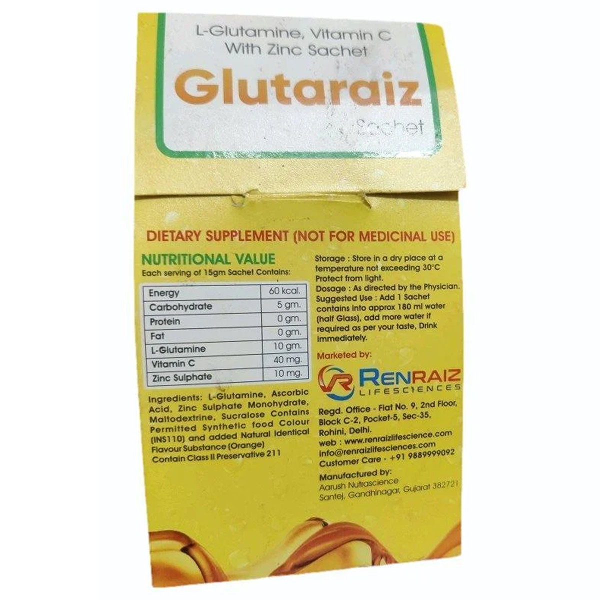 Glutaraiz Orange Sachet 15G, Pack of 1 Glutaraiz Orange Sachet 15G, Pack of 1