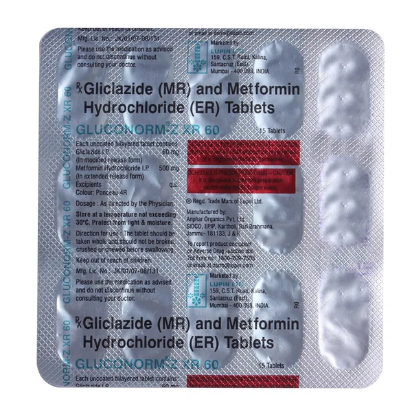 Gluconorm-Z XR 60 Tablet 15's, Pack of 15 TabletS