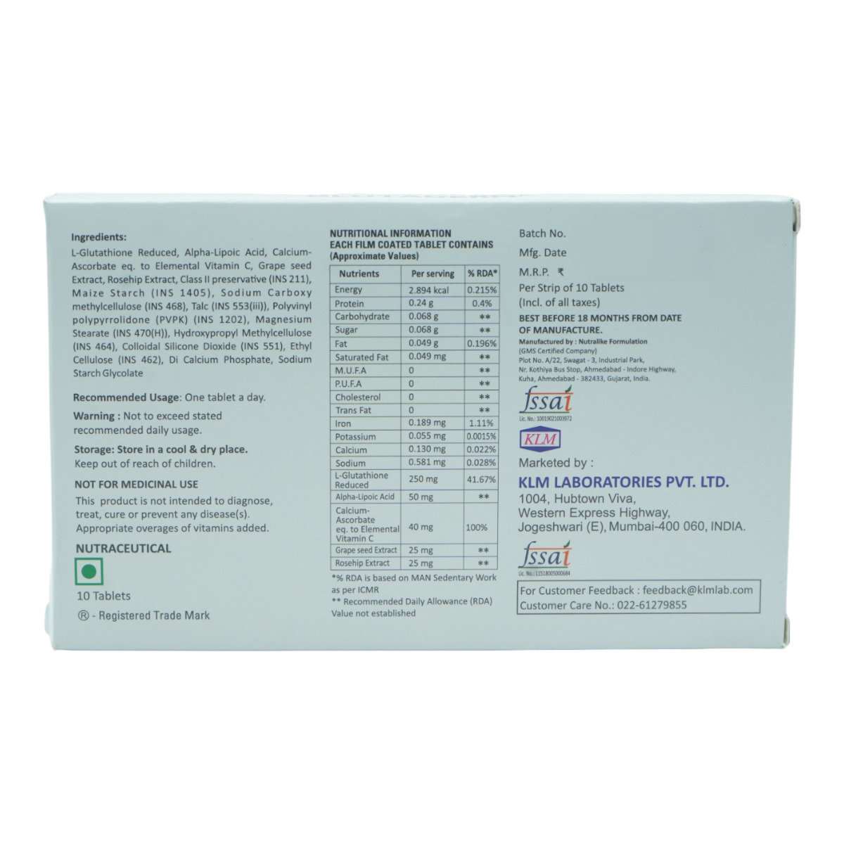 Glutaderm Tablet 10's, Pack of 10 Glutaderm Tablet 10's, Pack of 10