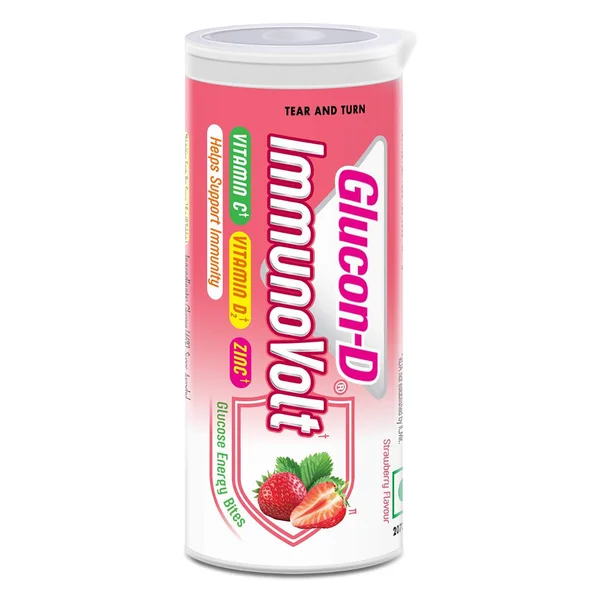 Glucon-D Immunovolt Strawberry Flavour Energy Bites, 18 gm, Pack of 1