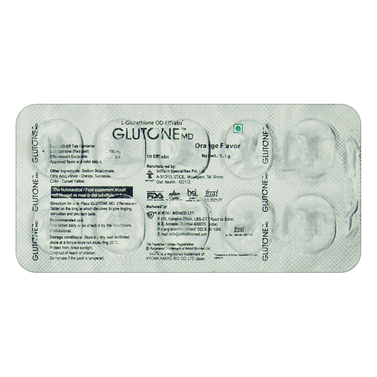 Glutone MD Orange Flav Tablet 10's, Pack of 10 TABLETS Glutone MD Orange Flav Tablet 10's, Pack of 10 TABLETS