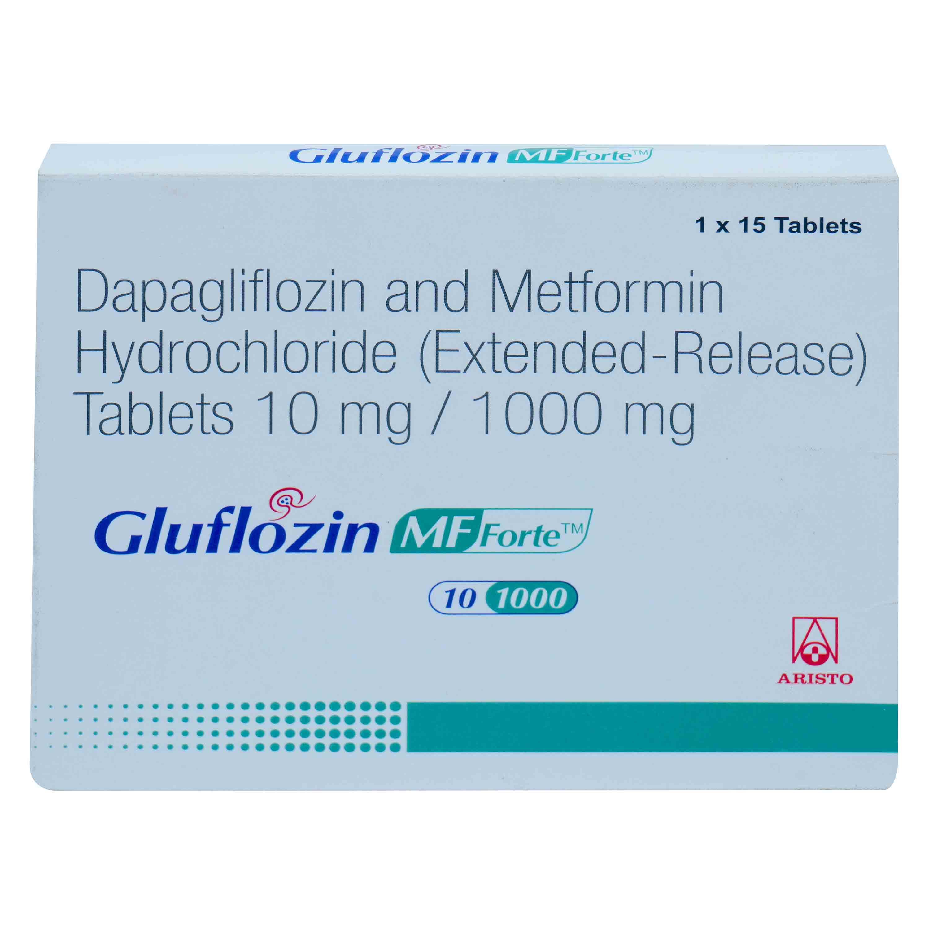 Gluflozin MF Forte 10 mg/1000 mg Tablet 15's, Pack of 15 TabletS Gluflozin MF Forte 10 mg/1000 mg Tablet 15's, Pack of 15 TabletS