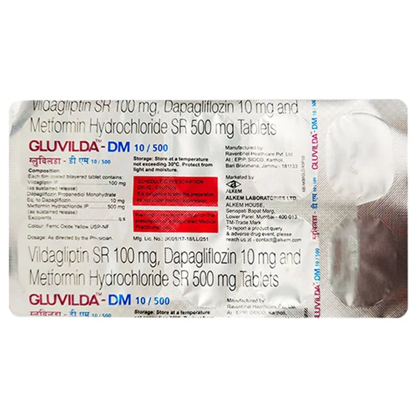 Gluvilda-DM 10/500 Tablet 10's, Pack of 10 TabletS
