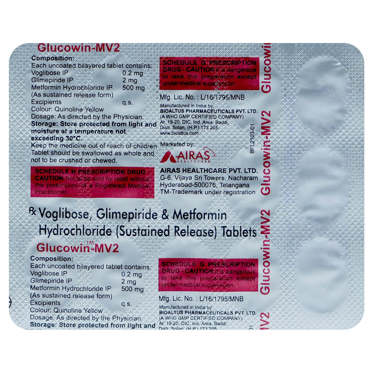 Glucowin-MV2 Tablet 15's, Pack of 15 TabletS Glucowin-MV2 Tablet 15's, Pack of 15 TabletS