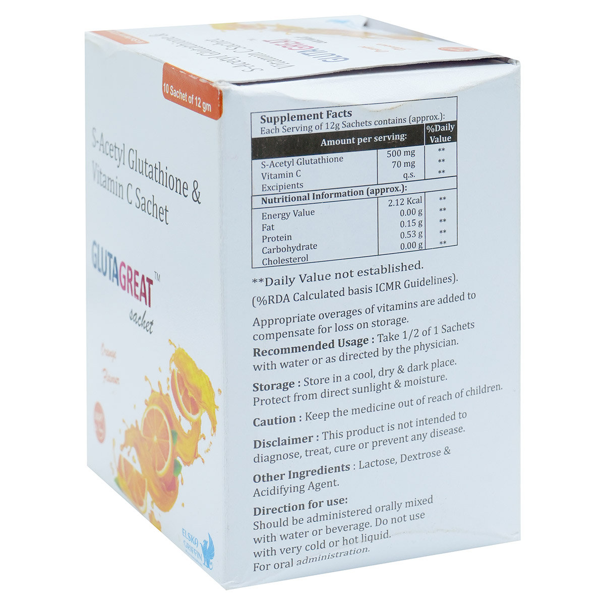 Glutagreat Sugar Free Orange Flavour Sachet 12 gm, Pack of 1 Glutagreat Sugar Free Orange Flavour Sachet 12 gm, Pack of 1