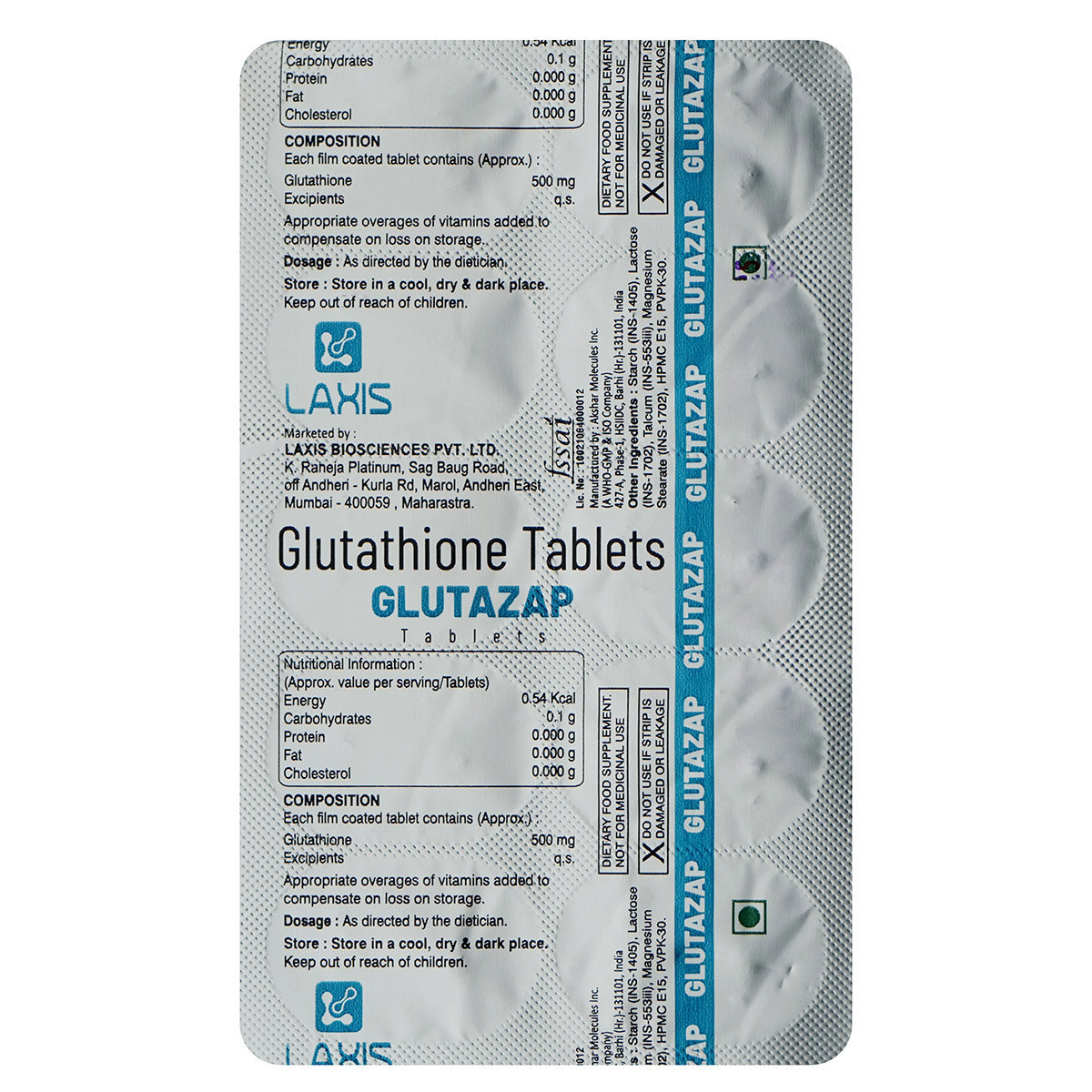 Glutazap Tablet 10's, Pack of 10 TABLETS Glutazap Tablet 10's, Pack of 10 TABLETS