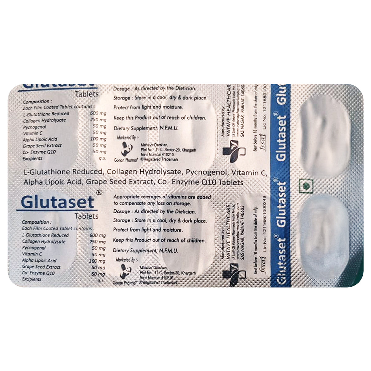 Buy Glutaset Tablet 10's Online